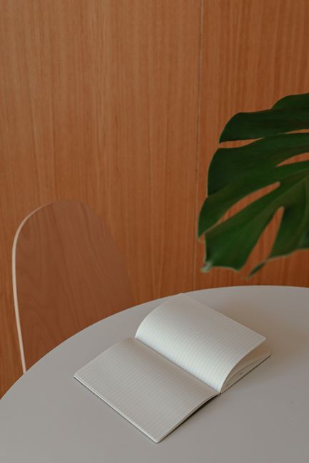 Minimalist notebook open to blank page