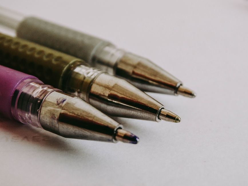 Fine tip gel pen writing close-up