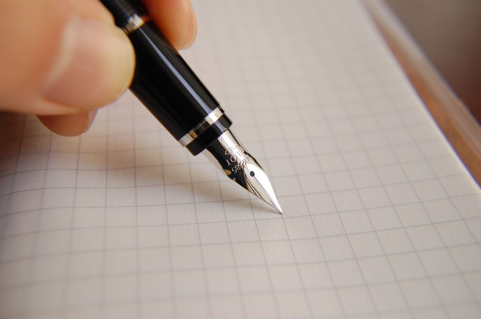Fountain pen writing by hand