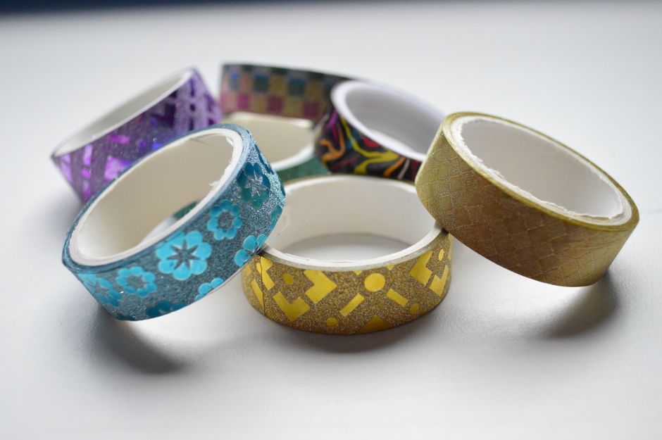 Colorful decorative washi tape rolls